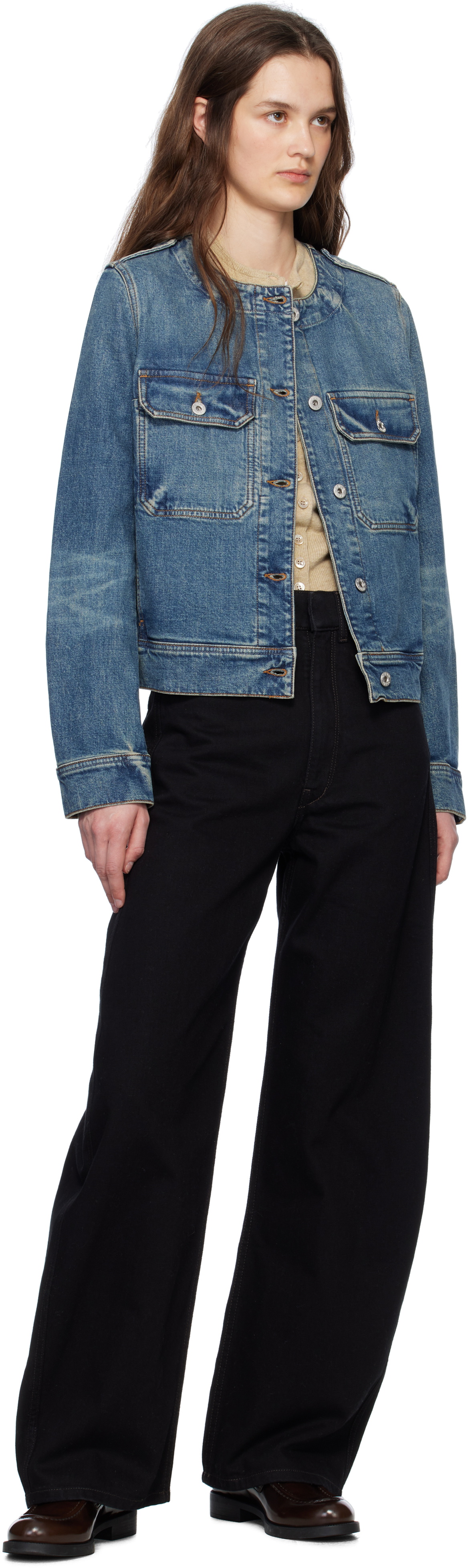 Kenzo Blue Kenzo Paris Collarless Denim Jacket
