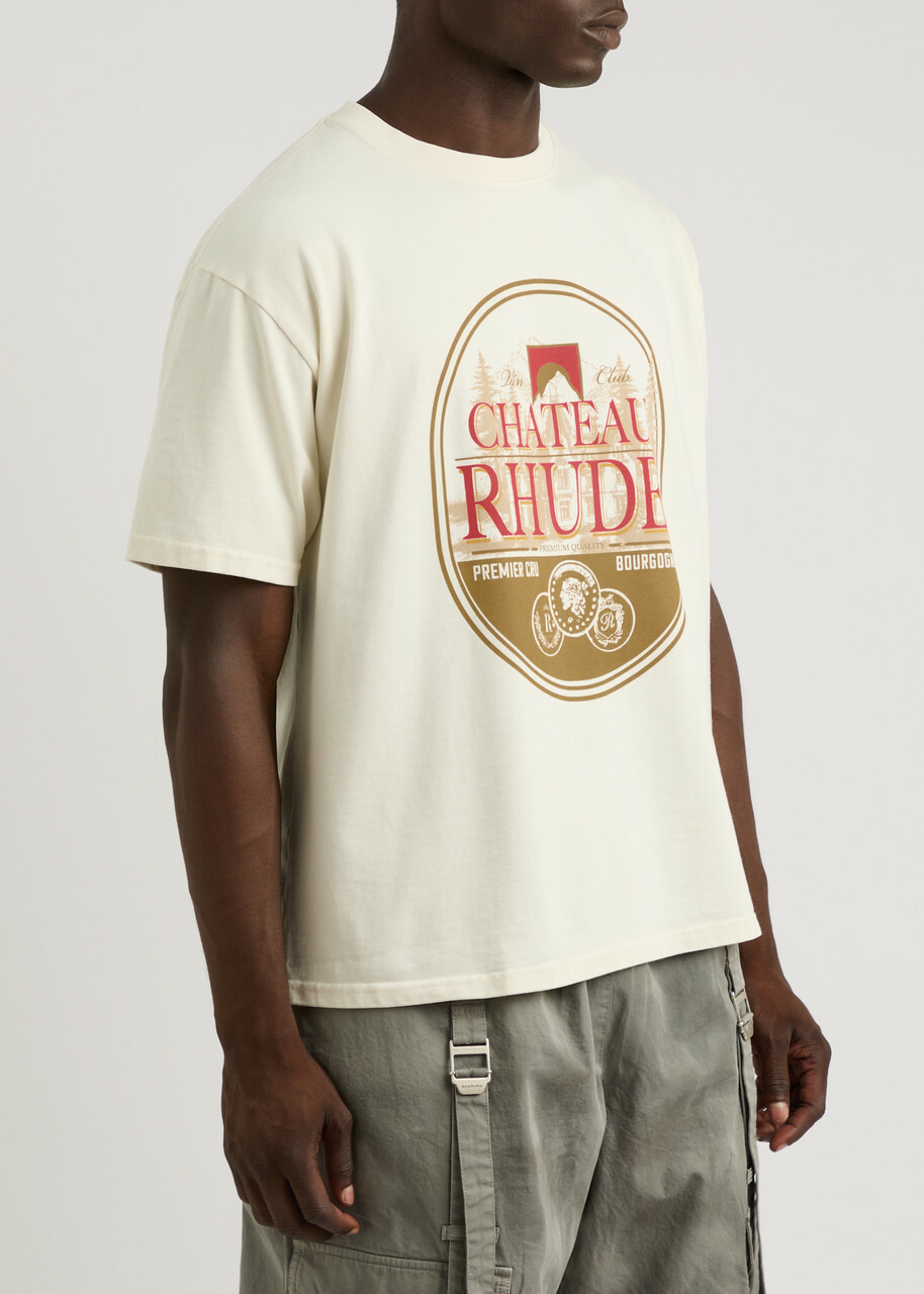 Rhude Premier Cru Printed Cotton T-shirt Cream