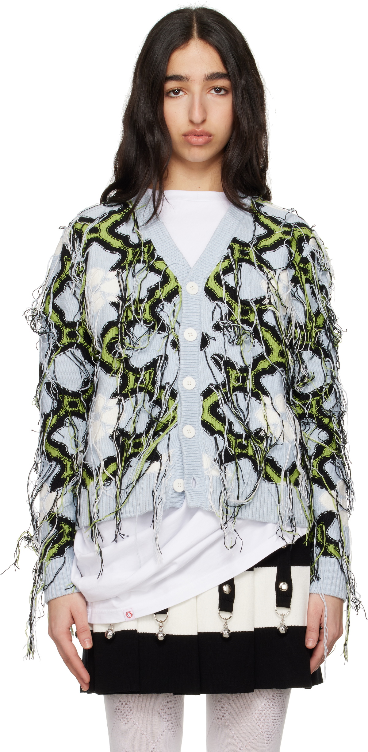 Charles Jeffrey LOVERBOY Blue & Green Guddle Cardigan