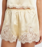 Dôen Iona lace-trimmed silk shorts