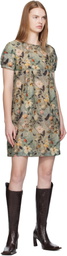 R13 Green Raglan Sleeve Baby Doll Midi Dress