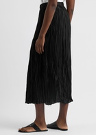 Eileen Fisher Plissé Silk Midi Skirt Black