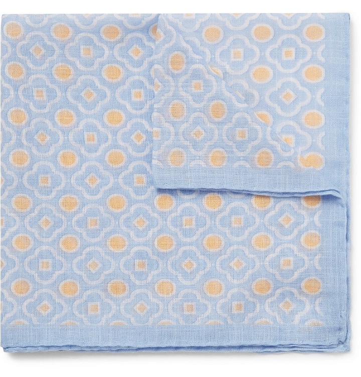 Photo: Anderson & Sheppard - Printed Cotton-Voile Pocket Square - Blue