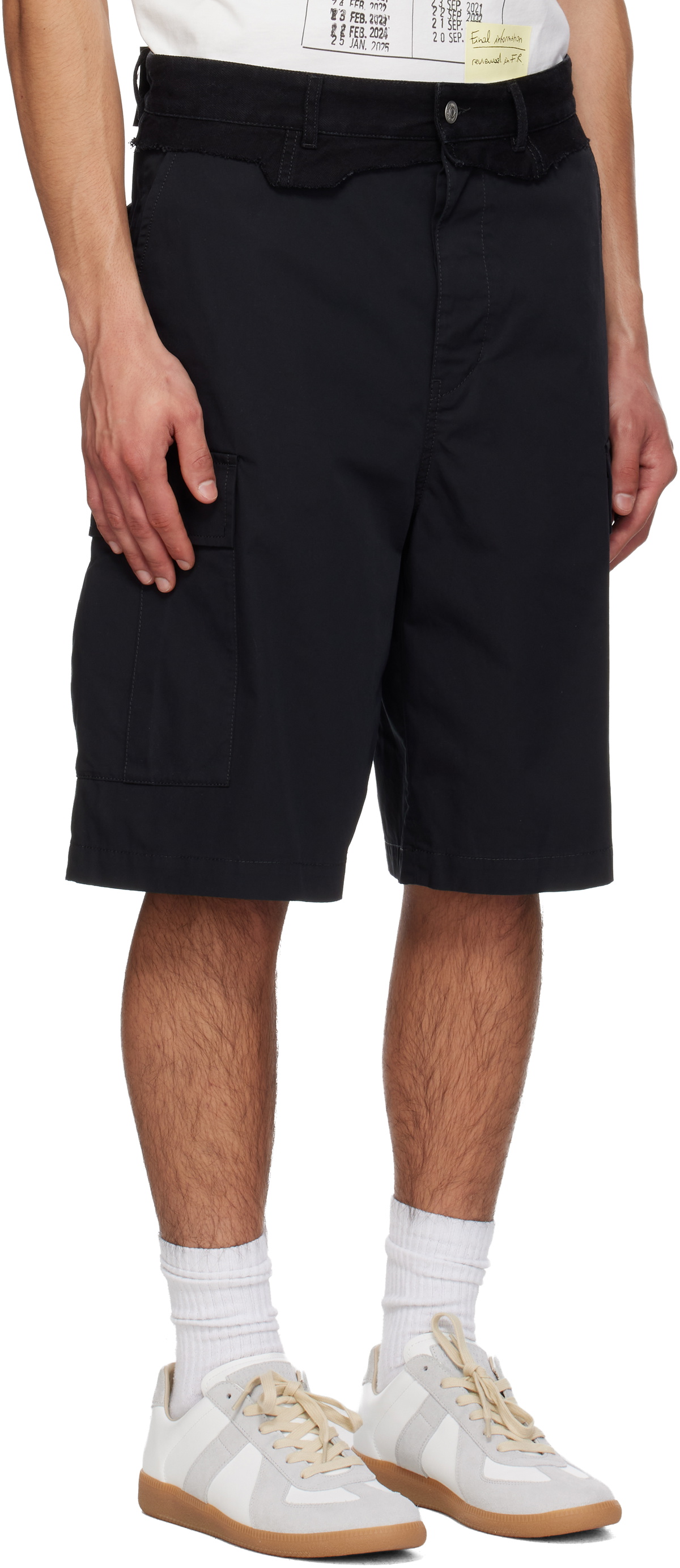 MM6 Maison Margiela Black Raw Edge Cargo Shorts