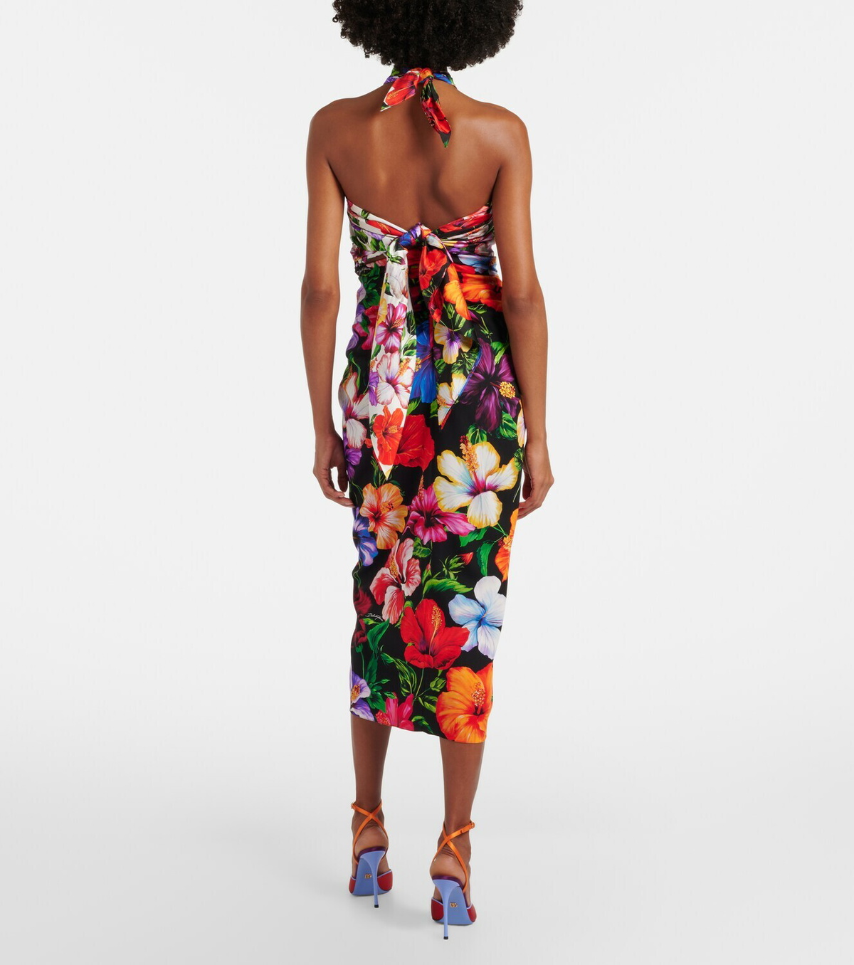 Dolce&Gabbana Draped floral silk-blend midi skirt