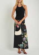 Alice + Olivia Terese Floral-print Satin Maxi Skirt Black