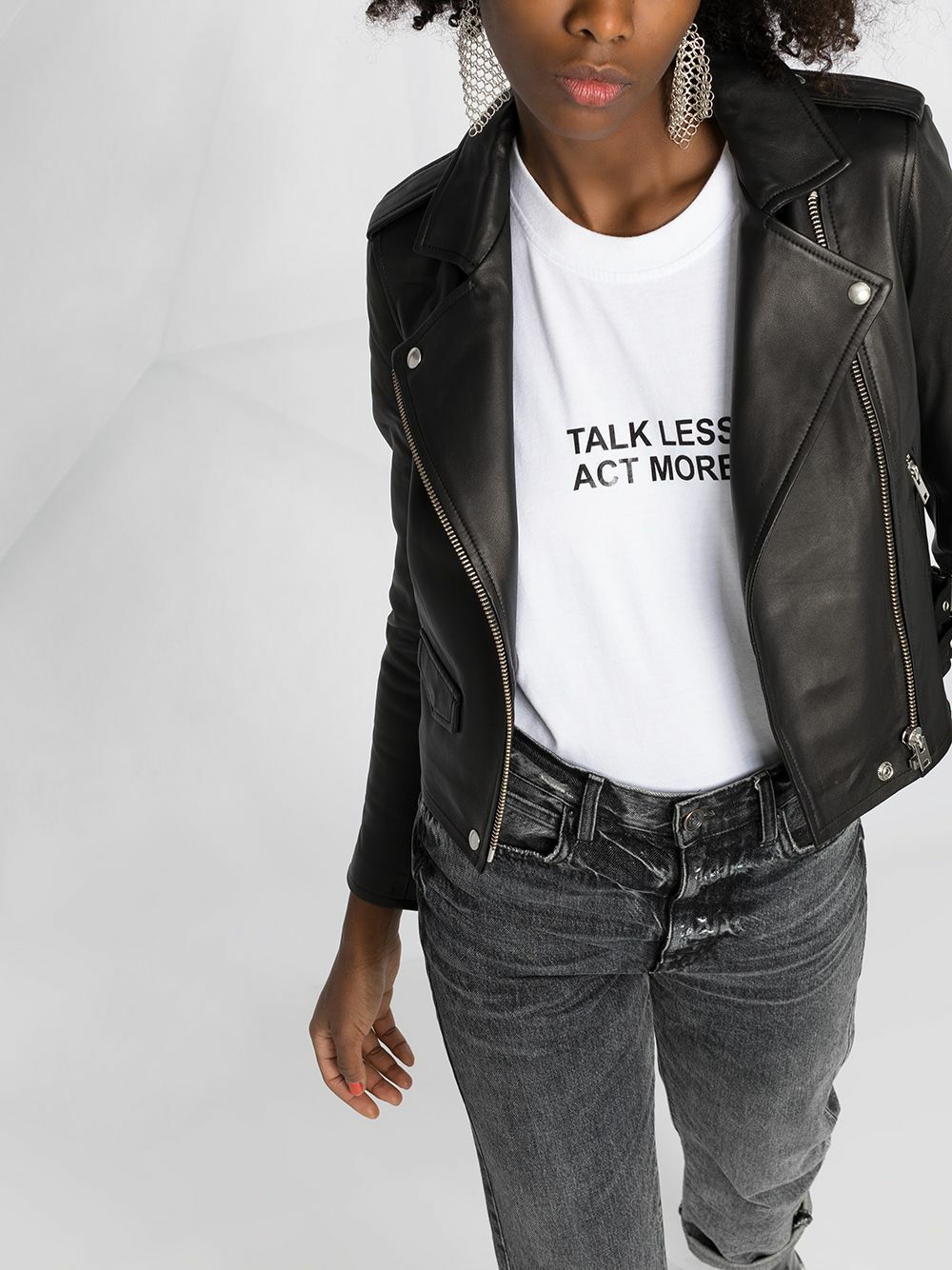 Veste En Cuir IRO Ashville - Taille 38, Couleur Grise, Style Moto - Occasion Très Bon état
