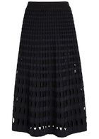 Simkhai Drue Textured Cut-out Knit Midi Skirt Black