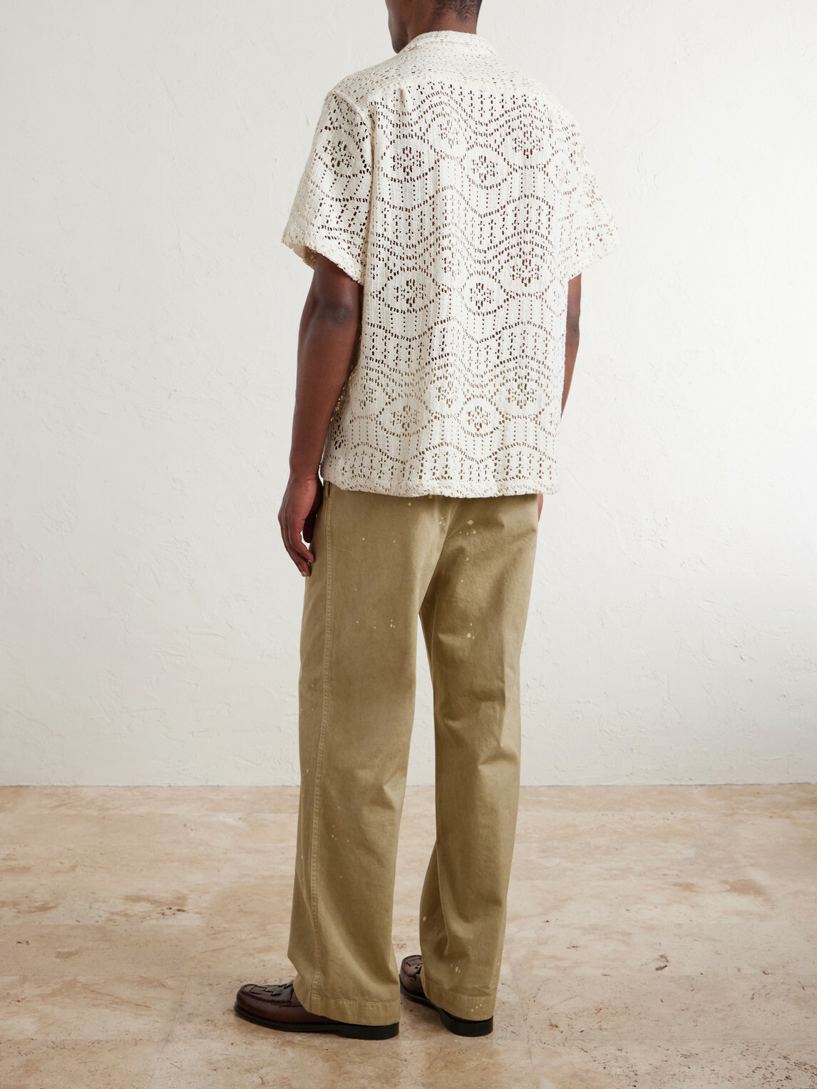 Portuguese Flannel - Camp-Collar Crocheted Cotton-Blend Shirt - Neutrals