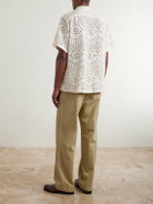 Portuguese Flannel - Camp-Collar Crocheted Cotton-Blend Shirt - Neutrals
