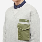 Comme des Garçons Homme Men's Pocket Crew Sweat in Top Grey/Khaki