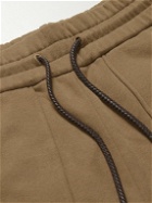 Loro Piana - Tapered Leather-Trimmed Cotton-Blend Jersey Sweatpants - Brown