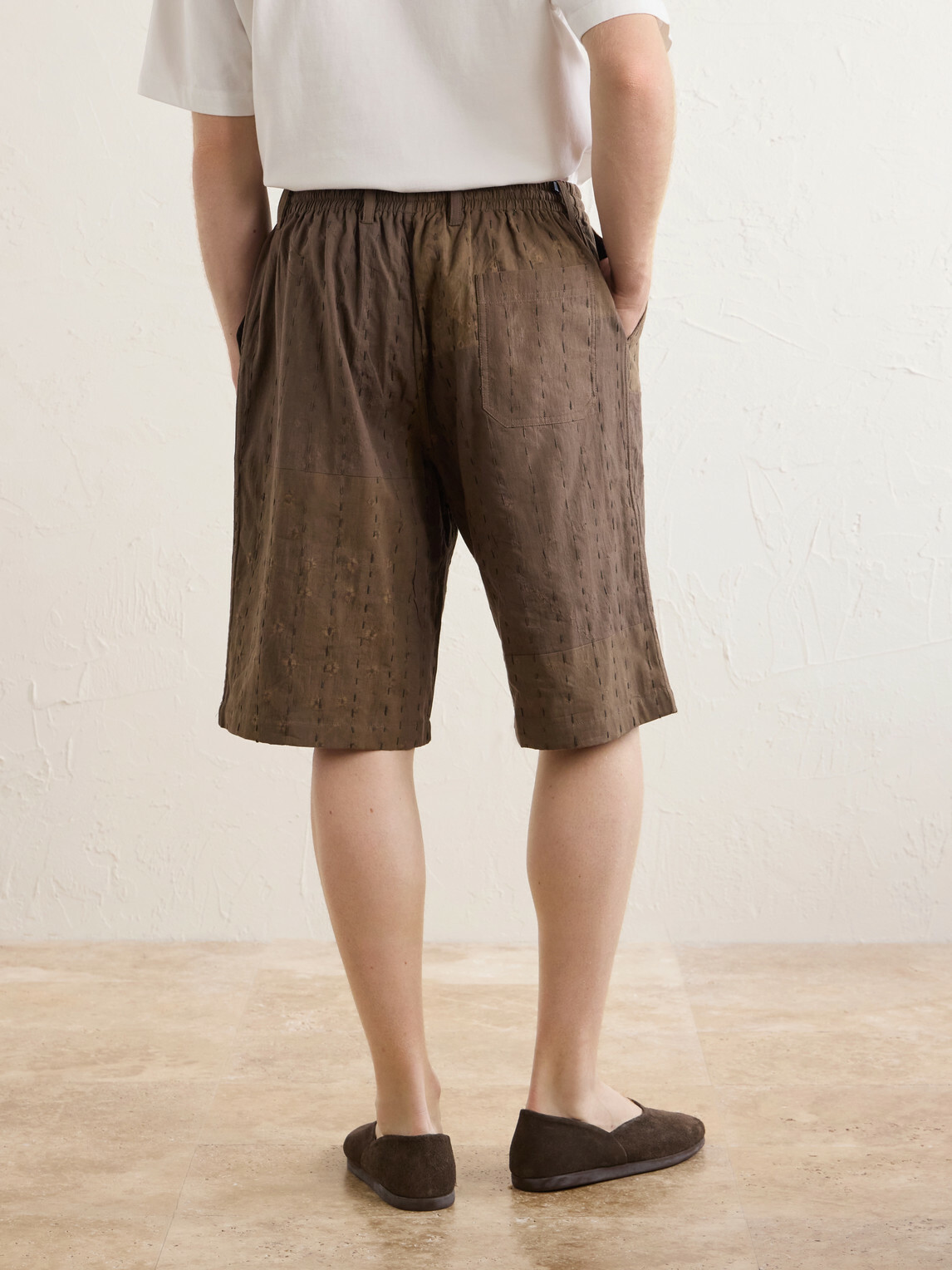 Kardo - Milo Bandhani Straight-Leg Embroidered Cotton Drawstring Shorts - Brown