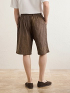 Kardo - Milo Bandhani Straight-Leg Embroidered Cotton Drawstring Shorts - Brown