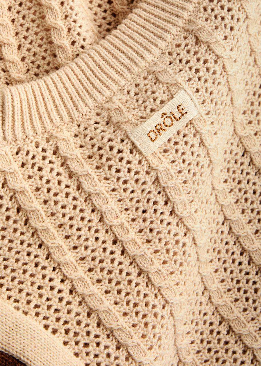 DRÔLE DE Monsieur Le Débardeur Maille Cable-knit Cotton-blend Vest Cream
