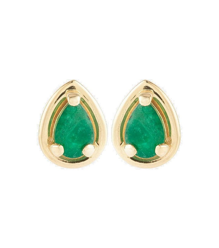 Photo: Stone and Strand Birthstone Bonbon 14kt gold earrings with emeralds