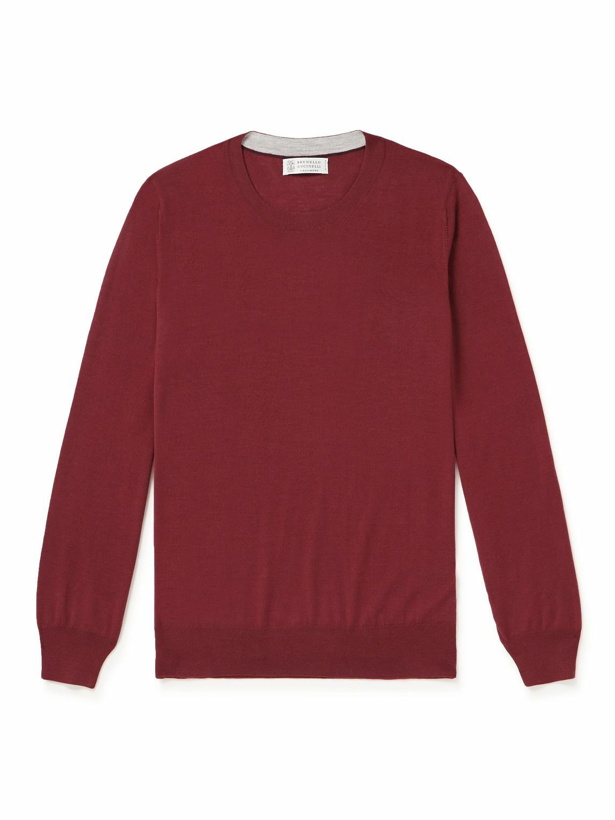 Photo: Brunello Cucinelli - Wool and Cashmere-Blend Sweater - Red