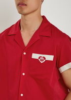 Bode Heart Deco Embroidered Cotton Shirt Red And White