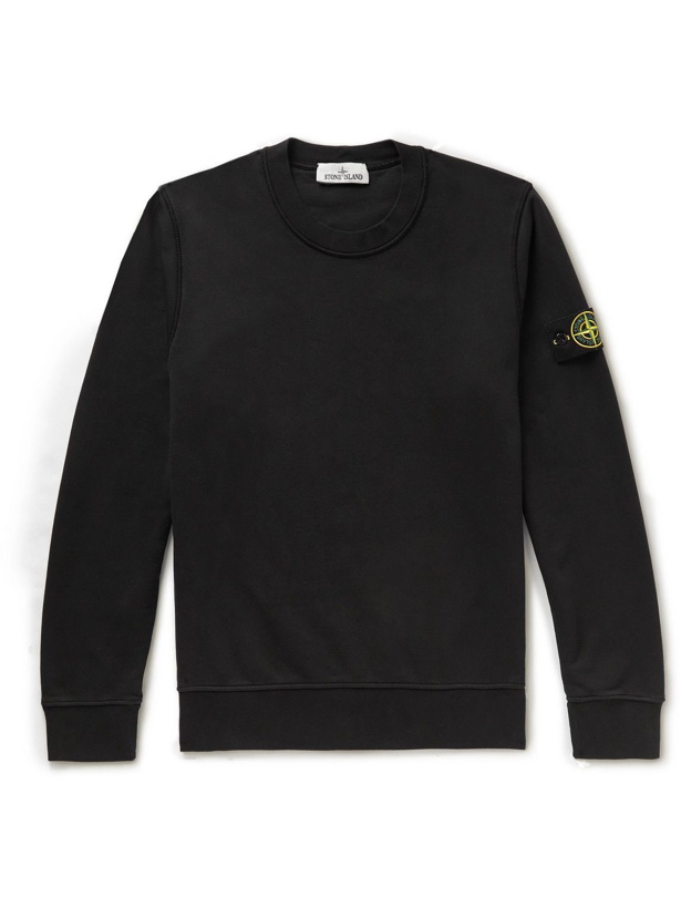 Photo: Stone Island - Logo-Appliquéd Cotton-Jersey Sweatshirt - Black