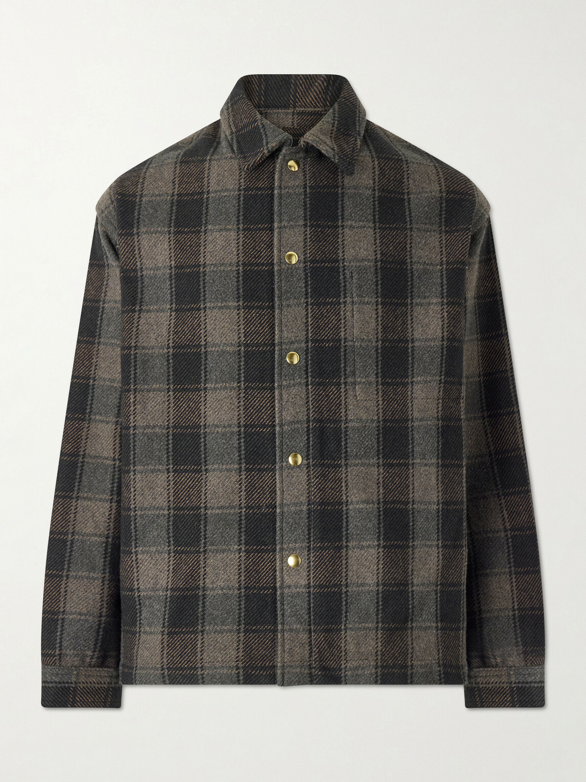 A.PRESSE - Checked Wool and Cashmere-Blend Flannel Overshirt - Green