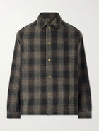 A.PRESSE - Checked Wool and Cashmere-Blend Flannel Overshirt - Green