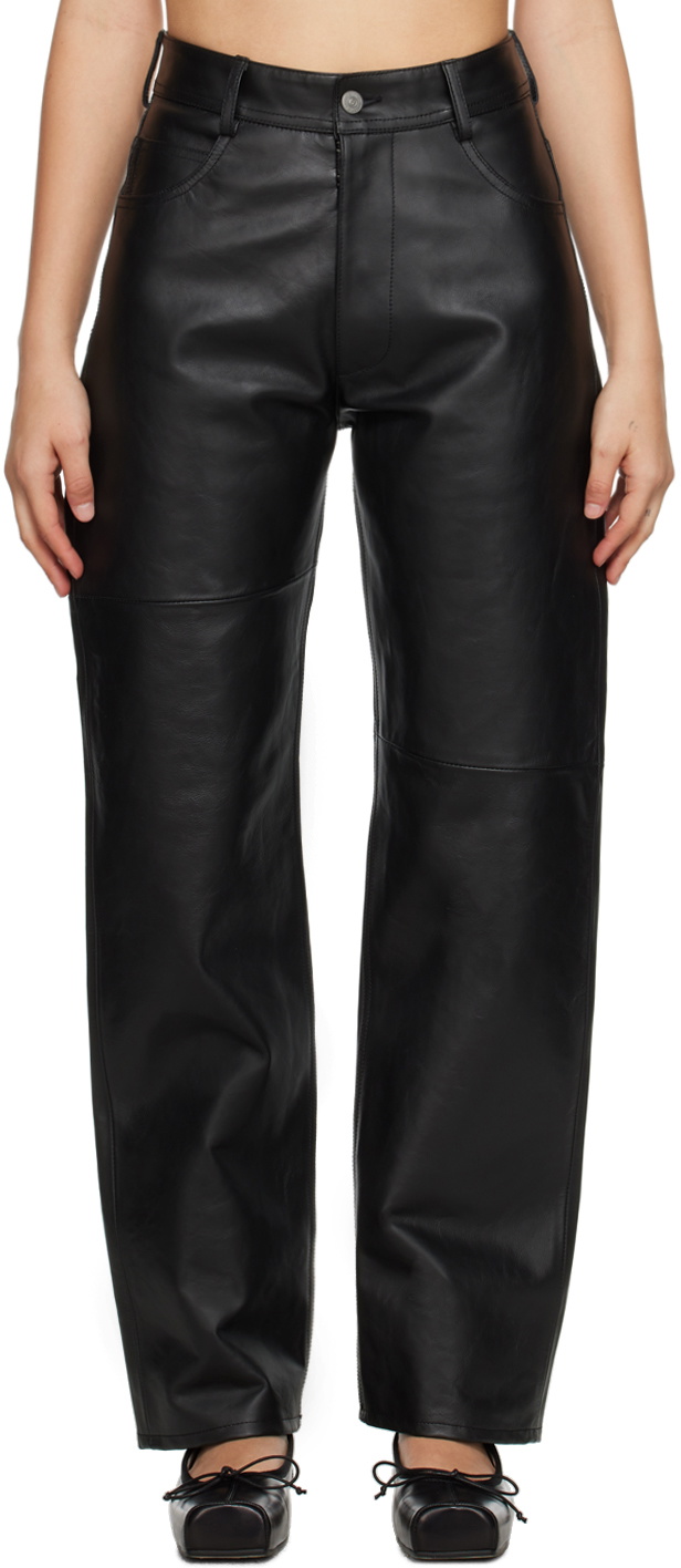 MM6 Maison Margiela Black Paneled Leather Pants MM6 Maison Margiela