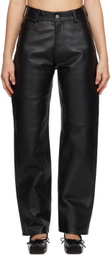 MM6 Maison Margiela Black Paneled Leather Pants