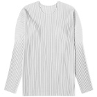 Homme Plissé Issey Miyake Men's Pleated Long Sleeve T-Shirt in Light Grey