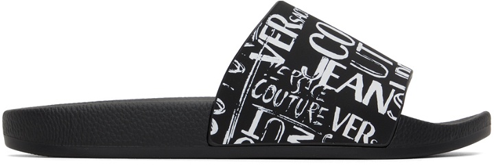 Photo: Versace Jeans Couture Black Doodle Logo Slides