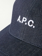 A.P.C. - Charlie Logo-Embroidered Denim Baseball Cap - Blue