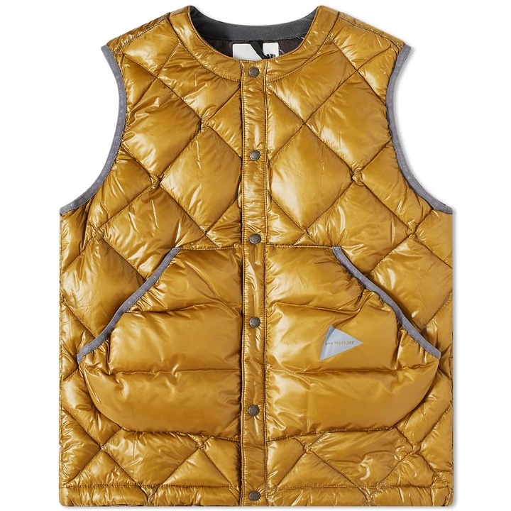 Photo: And Wander Men's Diamond Stitch Down Vest in Camel