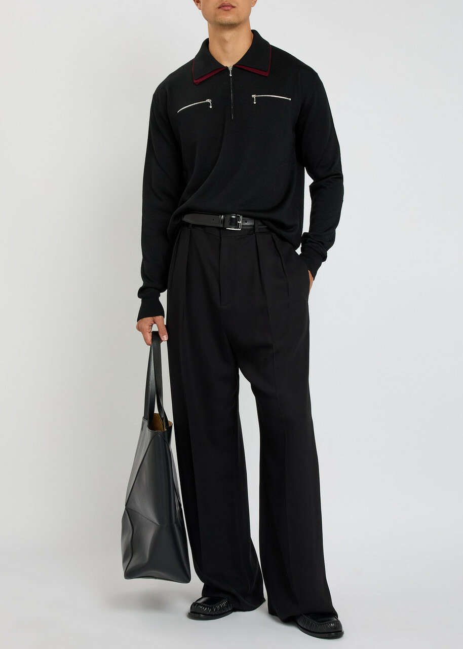 Jil Sander Wool Polo Shirt Black