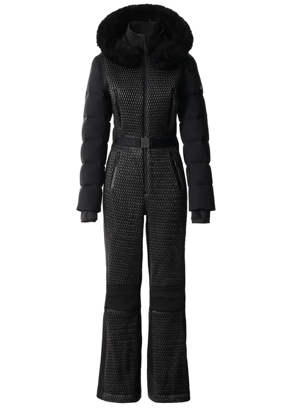 Photo: Mackage Lorelle Fur-hood Bonded Fleece ski Suit Black