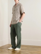 James Perse - Straight-Leg Garment-Dyed Linen Drawstring Trousers - Green