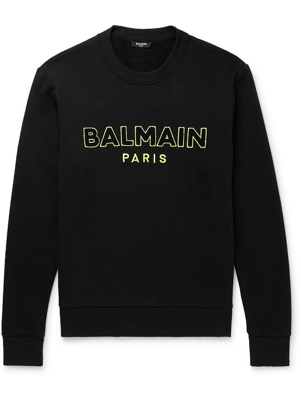 Photo: Balmain - Logo-Embroidered Cotton-Jersey Sweatshirt - Black