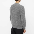 Drake's Men's Brushed Shetland Cable Crew Knit in Grey