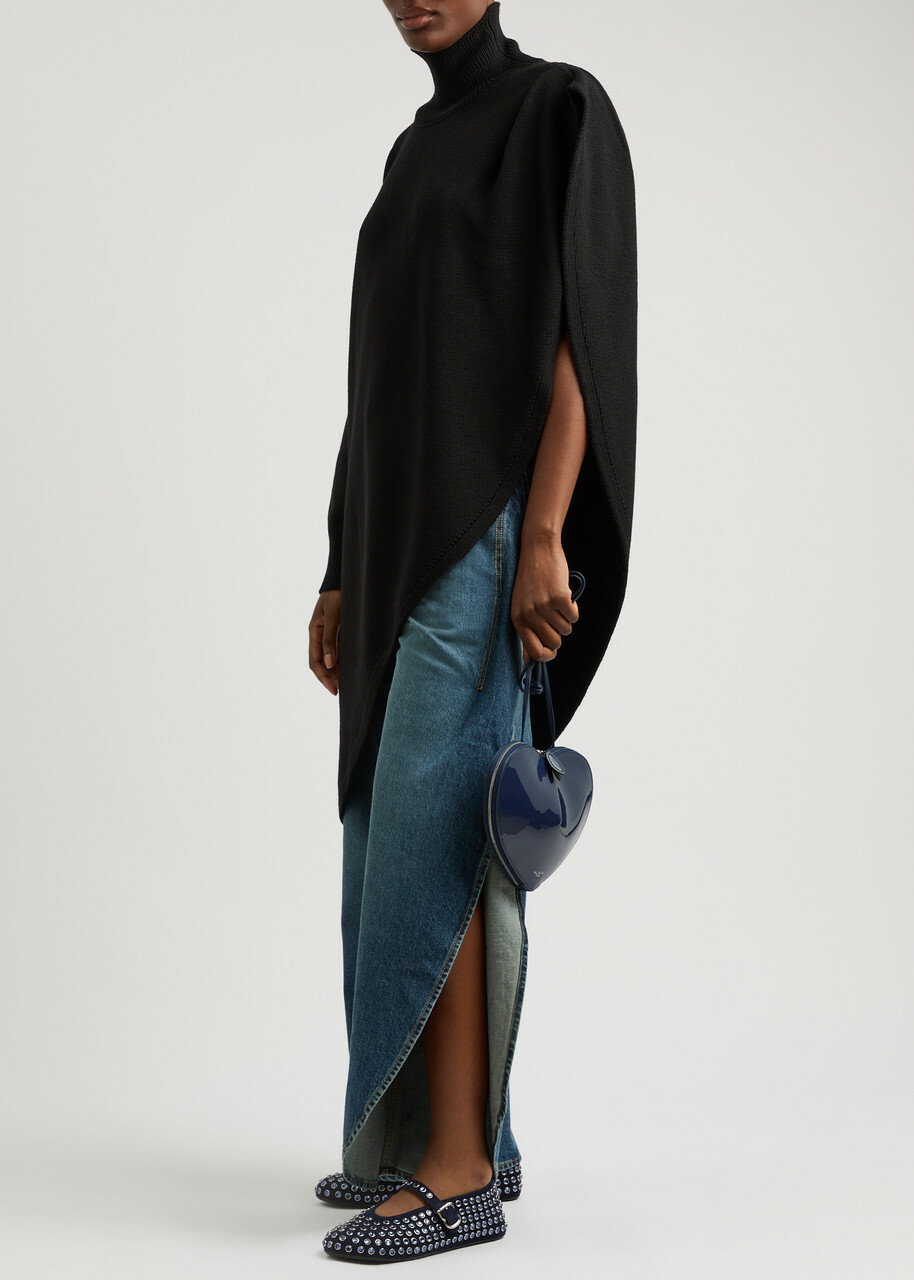 Alaïa Asymmetric Cape-effect Wool Jumper Black