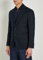 Boss Textured Layered Cotton-blend Blazer Navy
