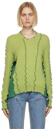 Sherris Green Wool & Cashmere Ruffle Sade Sweater