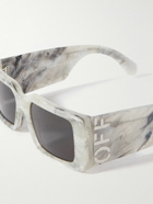 Off-White - Milano Square-Frame Marbled Acetate Sunglasses