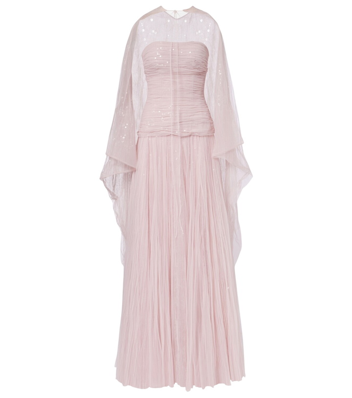 Photo: Marmar Halim Caped pleated bustier gown