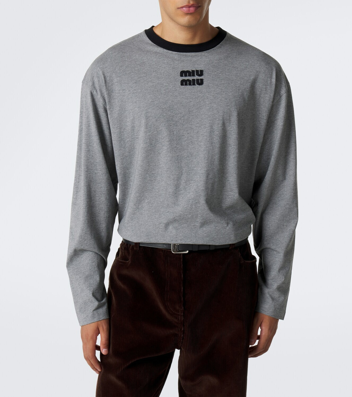 Miu Miu Embroidered logo cotton jersey T-shirt