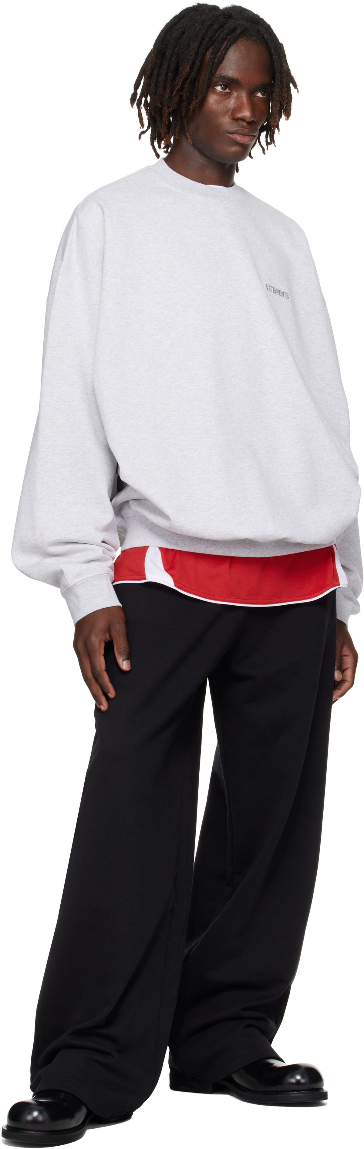 VETEMENTS Gray Logo Oversized Sweatshirt