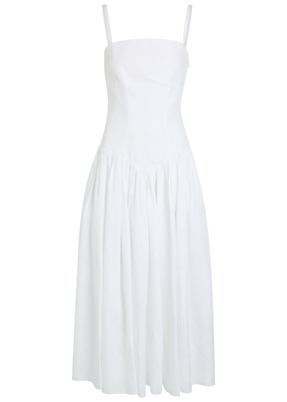 Gabriela Hearst Oriana Linen Midi Dress White