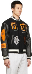 Off-White Black Leather Varsity Jacket