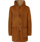YMC - Beat Generation Leather-Trimmed Shearling Hooded Coat - Brown