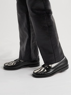 G.H. Bass & Co. - Weejuns Heritage Larson Zebra-Print Calf Hair-Trimmed Leather Penny Loafers - Black