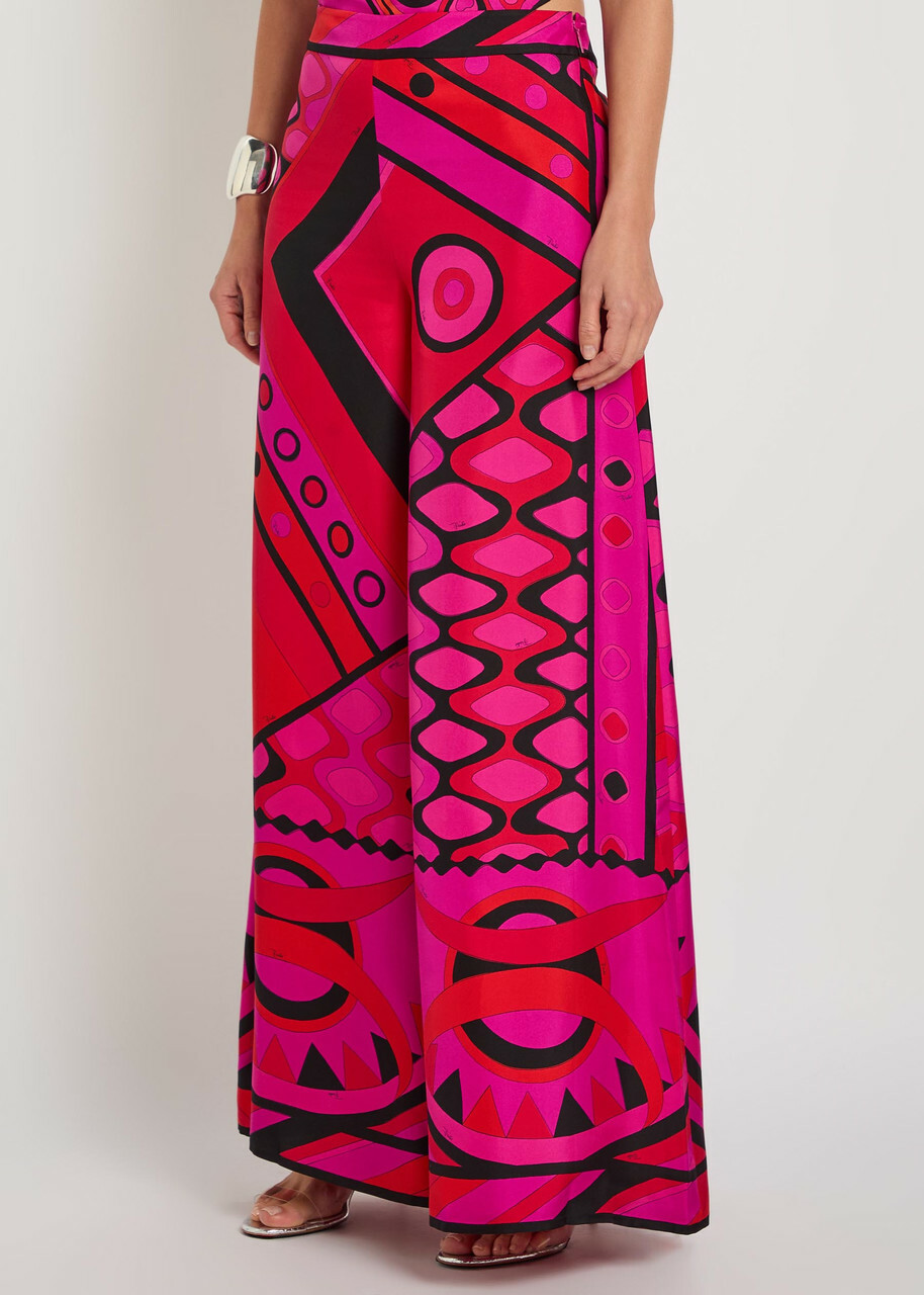 Pucci Printed Wide-leg Silk Trousers Pink