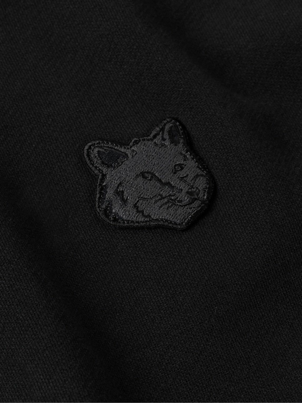 Maison Kitsuné - Logo-Appliquéd Cotton-Jersey Hoodie - Black Maison Kitsune
