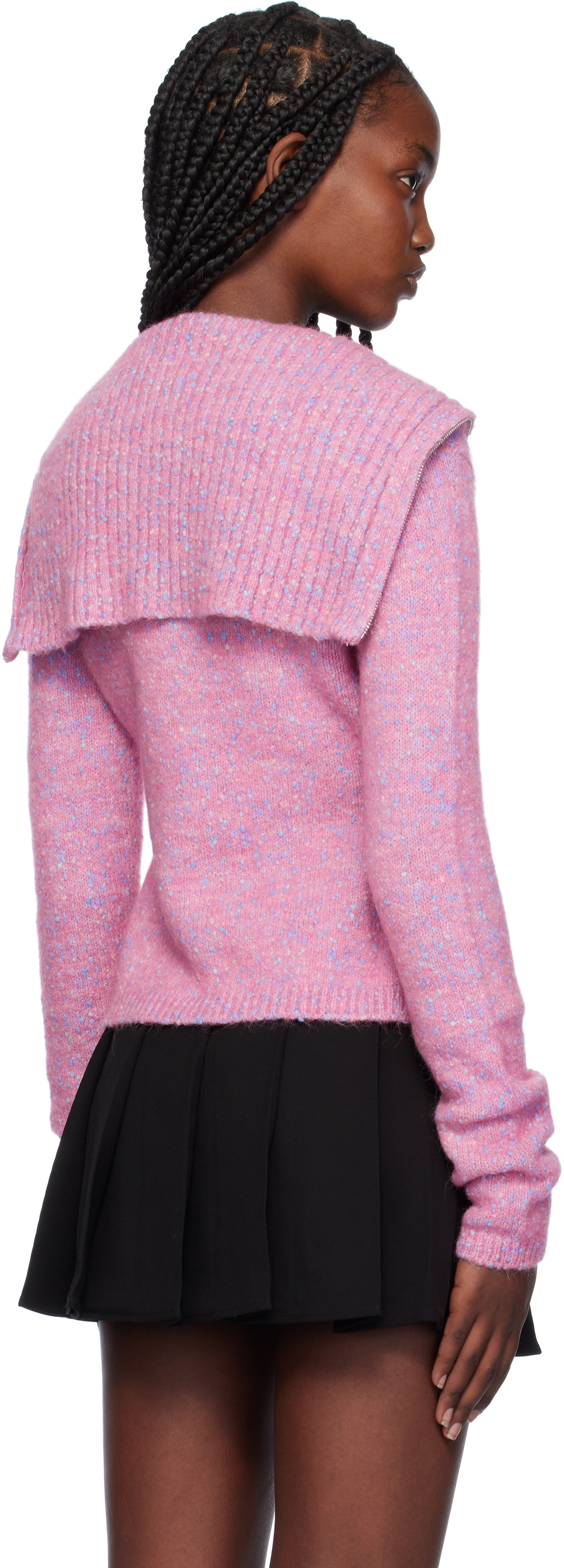 GANNI Pink Highneck Zip Cardigan